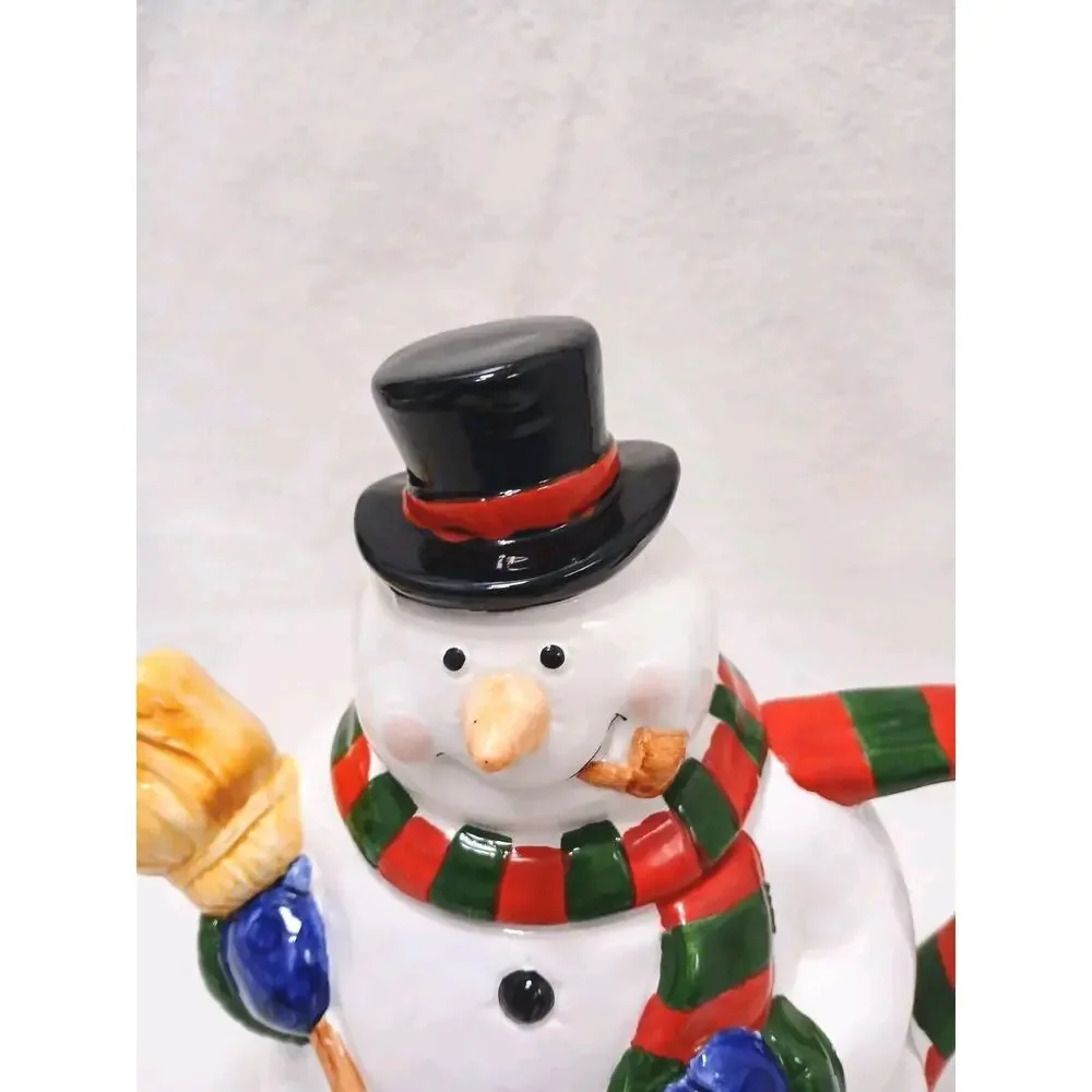 Cooks Club Frosty SNOWMAN TEAPOT Hot Chocolate Server Christmas‎ Holiday Ceramic